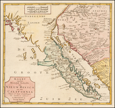 Mexico and Baja California Map By Isaak Tirion