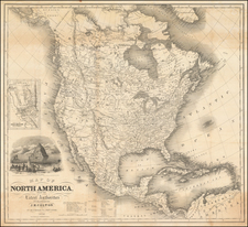 North America and California Map By Joseph Hutchins Colton