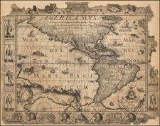 South America and America Map By Pieter van den Keere