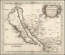 Southwest, Mexico, Baja California and California Map By Nicolas Sanson