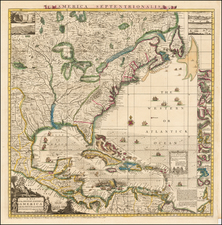 United States, North America and Canada Map By Henry Popple