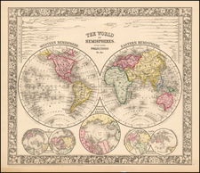 World Map By Samuel Augustus Mitchell Jr.