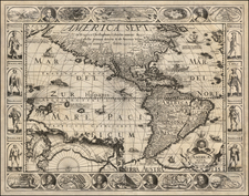 South America and America Map By Pieter van den Keere