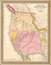 Southwest, Rocky Mountains and California Map By Samuel Augustus Mitchell