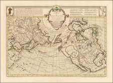 Alaska, North America, China, Japan, Pacific, Russia in Asia and Canada Map By Philippe Buache / Joseph Nicholas De  L'Isle