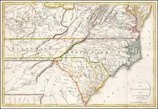 South, Southeast, North Carolina and South Carolina Map By John Russell / Richard Phillips