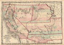 Southwest, Rocky Mountains and California Map By Alvin Jewett Johnson  &  Ross C. Browning