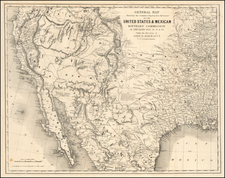 Texas, Southwest, Rocky Mountains, Mexico and California Map By Joseph Hutchins Colton / John Bartlett