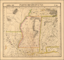 South, Louisiana, Alabama and Mississippi Map By Philippe Marie Vandermaelen