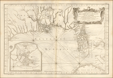 Florida, South, Louisiana, Alabama and Mississippi Map By Jacques Nicolas Bellin