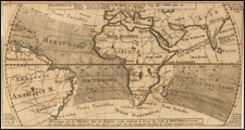 World, Atlantic Ocean, Indian Ocean and Africa Map By Jacques Nicolas Bellin