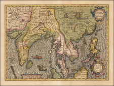 China, India, Southeast Asia and Philippines Map By Jodocus Hondius