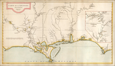 South, Louisiana, Alabama and Mississippi Map By Jean-Baptiste Bourguignon d'Anville