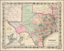 Texas Map By Joseph Hutchins Colton