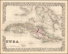 Caribbean and Cuba Map By Samuel Augustus Mitchell Jr.