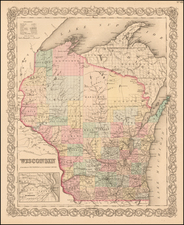 Midwest and Wisconsin Map By Joseph Hutchins Colton