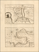 Caribbean, Cuba and Colombia Map By Pierre Mortier