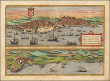 Portugal Map By Georg Braun  &  Frans Hogenberg