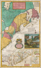 United States, New England, Mid-Atlantic and Southeast Map By Herman Moll