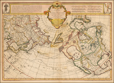 Polar Maps, Alaska, North America, Pacific, Russia in Asia and Canada Map By Philippe Buache / Joseph Nicholas De  L'Isle