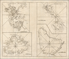 Massachusetts, Caribbean and Bermuda Map By John Senex / Edmond Halley / Nathaniel Cutler / Samuel Parker