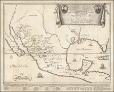 South, Texas, Southwest, Rocky Mountains, Mexico and Baja California Map By Giovanni Petroschi / Jose Antonio de Sylverio Villaseñor y Sánchez 