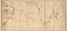 Atlantic Ocean, Brazil and South Africa Map By John William Norie