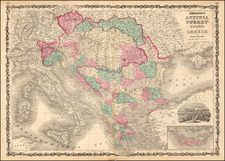 Hungary, Balkans, Turkey and Greece Map By Benjamin P Ward  &  Alvin Jewett Johnson