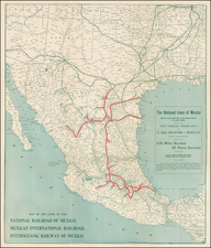 Texas, Southwest and Mexico Map By Poole Brothers