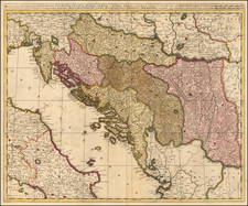 Balkans, Croatia & Slovenia, Bosnia & Herzegovina, Serbia & Montenegro and Albania, Kosovo, Macedonia Map By Gerard & Leonard Valk