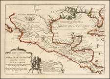 South, Texas and Southwest Map By Nicolas de Fer