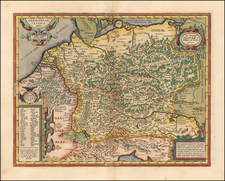France, Poland, Baltic Countries and Germany Map By Abraham Ortelius