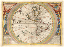 Western Hemisphere, North America, South America, Pacific and America Map By Vincenzo Maria Coronelli