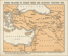 Central Asia & Caucasus, Middle East and Turkey & Asia Minor Map By Near East Relief