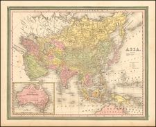 Asia, Australia & Oceania and Australia Map By Samuel Augustus Mitchell