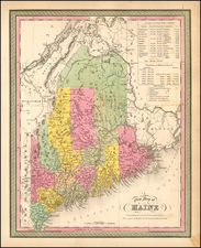 New England and Maine Map By Samuel Augustus Mitchell