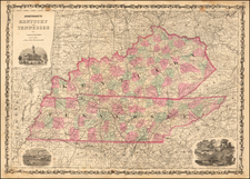 Kentucky and Tennessee Map By Alvin Jewett Johnson