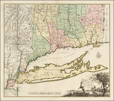 New England, Connecticut, New York State and American Revolution Map By Bernard Romans / Mortier, Covens & Zoon