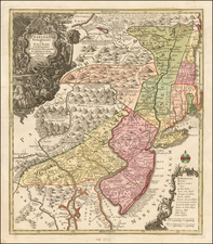 New York State, Mid-Atlantic, New Jersey and Pennsylvania Map By Matthaus Seutter