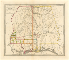 Alabama and Mississippi Map By Mathew Carey