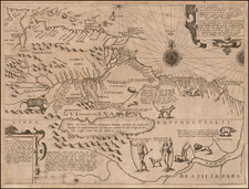 South America, Guianas & Suriname and Venezuela Map By Theodor De Bry