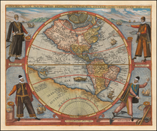 Western Hemisphere, North America, South America and America Map By Theodor De Bry