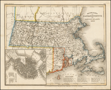 Neueste Karte von Massachusetts und Rhode Island 1846