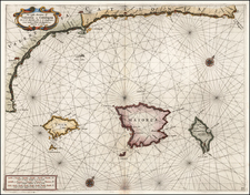 Spain and Balearic Islands Map By Francesco Maria Levanto