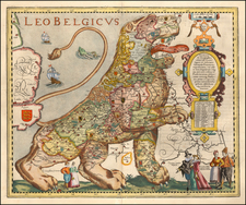 Netherlands and Comic & Anthropomorphic Map By Pieter van den Keere