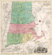 New England, Boston and American Revolution Map By Tobias Conrad Lotter / Bradock Mead