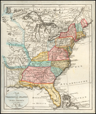 United States and South Map By Johann Walch
