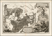 World and Northern Hemisphere Map By Heinrich Scherer