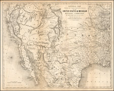 Texas, Southwest, Rocky Mountains, Mexico and California Map By Joseph Hutchins Colton / John Bartlett