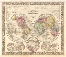 World Map By Samuel Augustus Mitchell Jr.